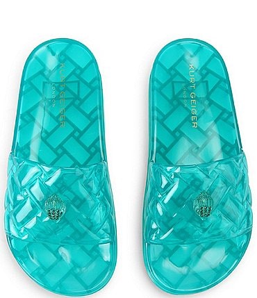 Image of Kurt Geiger London Meena Jelly Logo Ornament Eagle Pool Slide Sandals