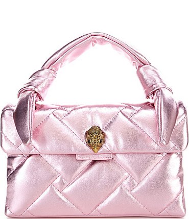 Image of Kurt Geiger London Pink Metallic Quilted Leather Bow Top Handle Crossbody Bag