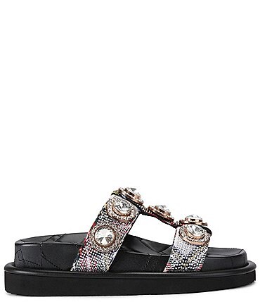 Image of Kurt Geiger London Orson Crystal Tartan Plaid Jewel Slide Sandals