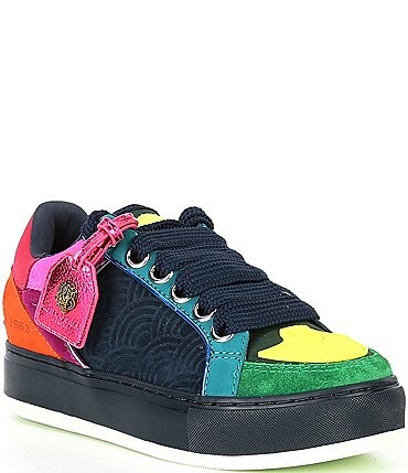 Image of Kurt Geiger London Southbank Tag Suede Leather Platform Sneakers