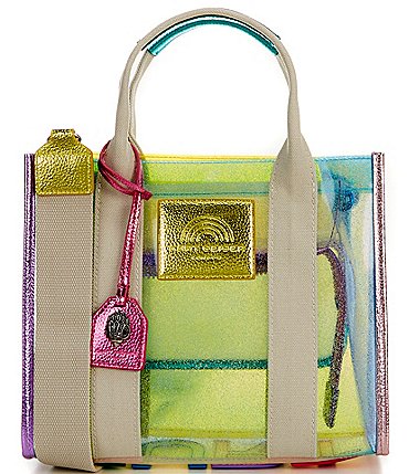 Image of Kurt Geiger London Vinyl Mini Kensington Rainbow Shimmer Southbank Crossbody Tote Bag