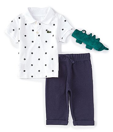 Image of Lacoste Baby Boys 6-12 Months Rattle & Organic Cotton Pajama 4-Piece Box Set