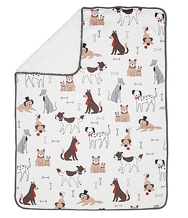 Image of Lambs & Ivy Bow Wow Collection Dog/Puppy Minky/Sherpa Fleece Soft Baby Blanket