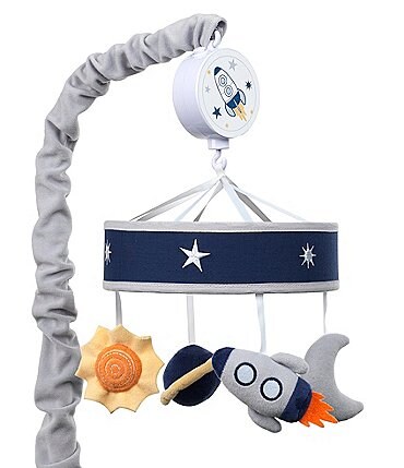 Image of Lambs & Ivy Milky Way Collection Celestial Space with Rocket and Planets Musical Baby Crib Mobile