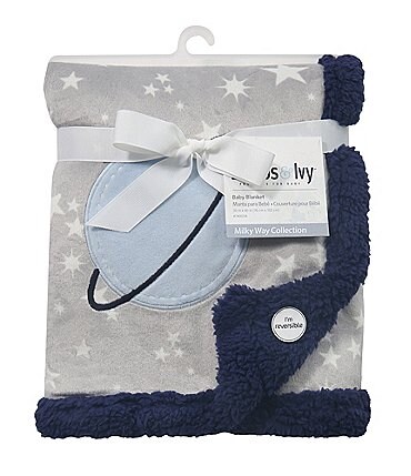Image of Lambs & Ivy Milky Way Collection Stars and Planet Reversible Baby Blanket