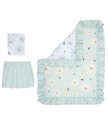 Image of Lambs & Ivy Sweet Daisy Collection 3-Piece Floral Nursey Baby Crib Bedding Set