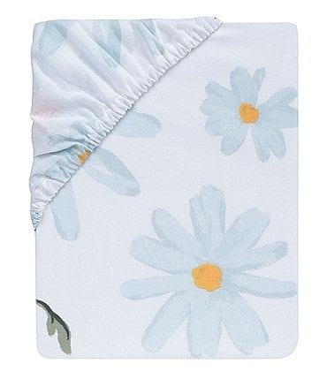 Image of Lambs & Ivy Sweet Daisy Collection Cotton Floral Baby Fitted Crib Sheet