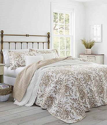 Image of Laura Ashley Bedford Brown Floral Toile Quilt Mini Set