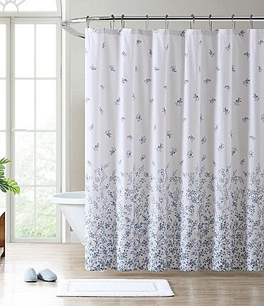 Image of Laura Ashley Flora Cotton Twill Shower Curtain