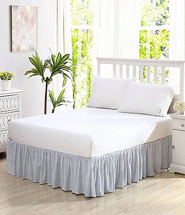 Image of Laura Ashley LA Classics Ticking Stripe Ruffled Bed Skirt