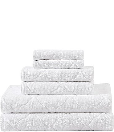 Image of Laura Ashley Maude Jacquard White 6-Piece Bath Towel Set