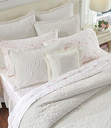 Image of Laura Ashley Rowland White Matelasse Duvet Cover Mini Set