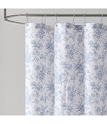 Image of Laura Ashley Walled Garden Floral Toile Shower Curtain