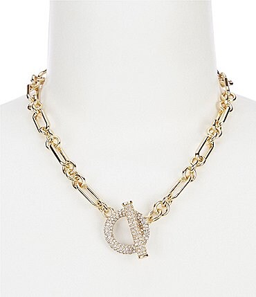 Image of Lauren Ralph Lauren Gold Pave Toggle Collar Necklace