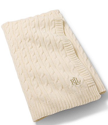 Image of Lauren Ralph Lauren Jamie Cable Knit Throw Blanket