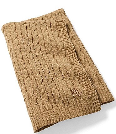 Image of Lauren Ralph Lauren Jamie Cable Knit Throw Blanket