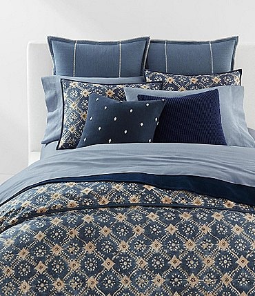 Image of Lauren Ralph Lauren Walker Geometric Motif Cotton Duvet Cover Set