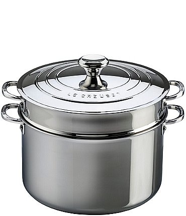Image of Le Creuset Tri-Ply Stainless Steel 9-Quart Stockpot with Lid and Colander Insert