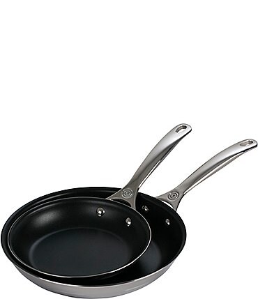 Image of Le Creuset Tri-Ply Stainless Steel Nonstick Fry Pans, Set of 2