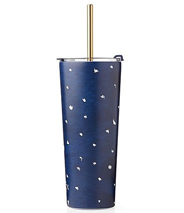 Image of Lenox Blue Bay Dot Double-Wall Stainless Steel Tumbler With Straw