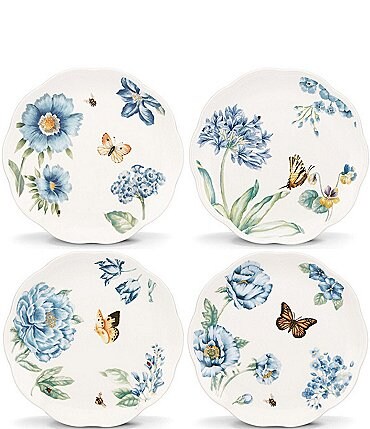 Image of Lenox Butterfly Meadow Blue 4-Piece Dessert Plate Set