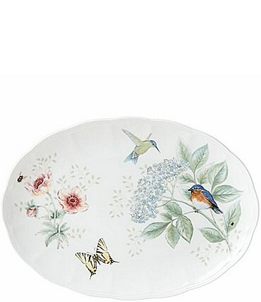 Image of Lenox Butterfly Meadow Flutter Eastern Bluebird 16" Oval Serving Platter