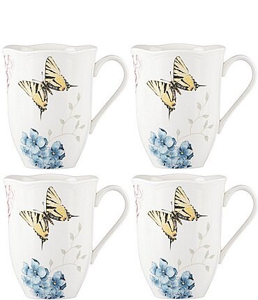 Image of Lenox Butterfly Meadow Hydrangea Mugs, Set of 4