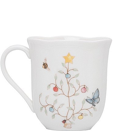 Image of Lenox Butterfly Meadow Christmas Tree Seasonal Coffee Mugs, Set of 4