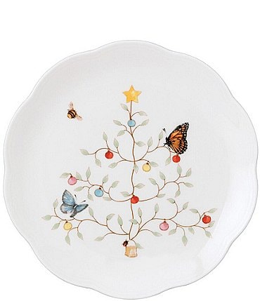Image of Lenox Butterfly Meadow Christmas Tree Seasonal Dessert Plates, Set of 4