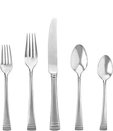 Image of Lenox Federal Platinum Frosted 20-Piece Stainless Steel Flatware Set