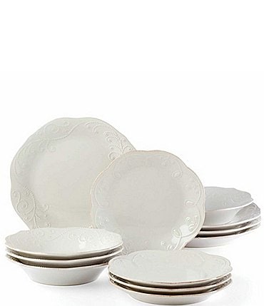 Image of Lenox French Perle 12-Piece Plate & Bowl Dinnerware Set