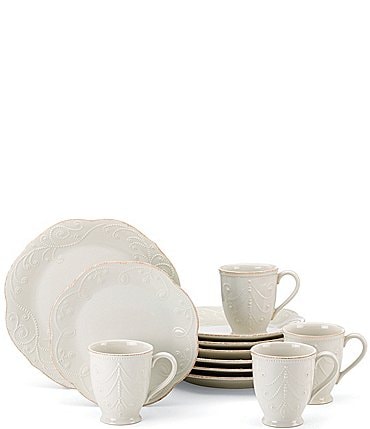 Image of Lenox French Perle 2-Piece Plate & Mug 12-Piece Dinnerware Set