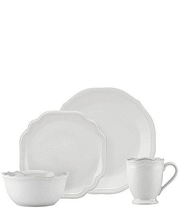 Image of Lenox French Perle Bead Scalloped Stoneware 4-Piece Place Setting