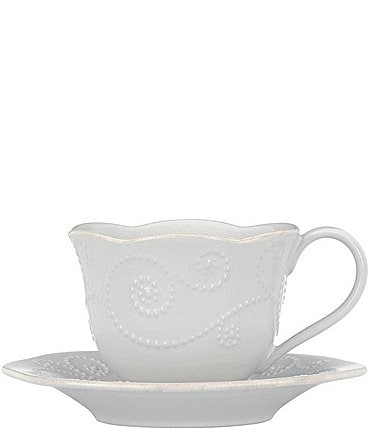 Image of Lenox French Perle Scalloped Stoneware Cup & Saucer Set