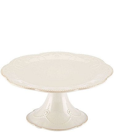 Image of Lenox French Perle Scalloped Stoneware Pedestal Cake Plate
