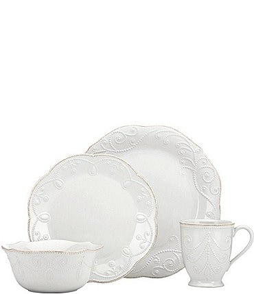 Image of Lenox French Perle Scalloped Stoneware 4-Piece Place Setting