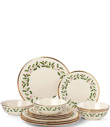 Image of Lenox Holiday 12-Piece Dinnerware Set