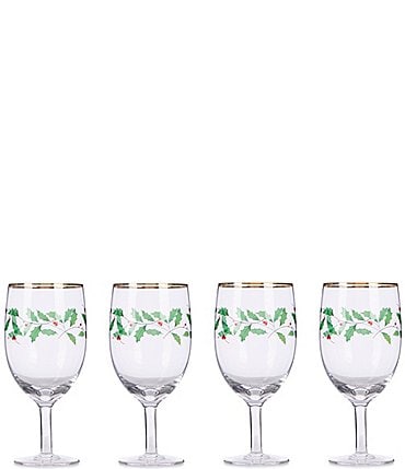 Image of Lenox Holiday Holly 4-Piece Iced Beverage Glass Set