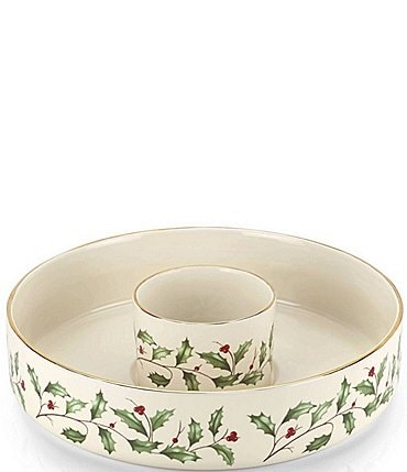 Image of Lenox Holiday Festive Holly And Berry Chip N Dip Set