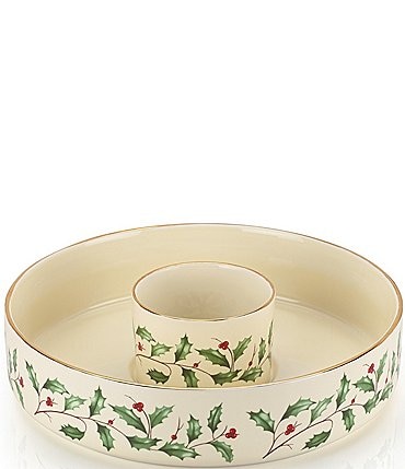 Image of Lenox Holiday Festive Holly And Berry Chip N Dip Set