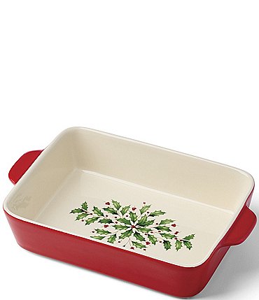 Image of Lenox Holiday Collection Rectangular Holly & Berry Baking Dish, Medium