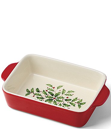 Image of Lenox Holiday Collection Rectangular Holly & Berry Baking Dish, Mini
