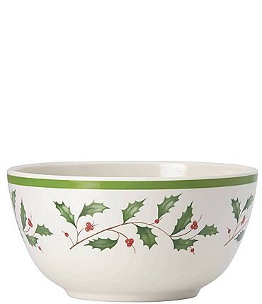 Image of Lenox Holiday Holly Melamine Bowls, Set of 4