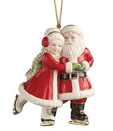 Image of Lenox Ice Skating Santa and Mrs Clause Porcelain Ornament