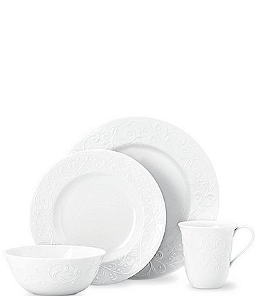Image of Lenox Opal Innocence Carved Scroll Porcelain 4-Piece Place Setting