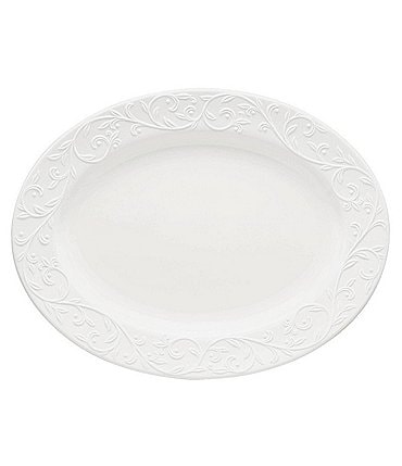 Image of Lenox Opal Innocence Carved Scroll Porcelain Oval Platter