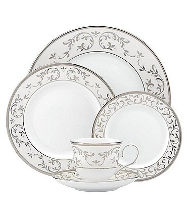 Image of Lenox Opal Innocence Silver Bone China 5-Piece Place Setting