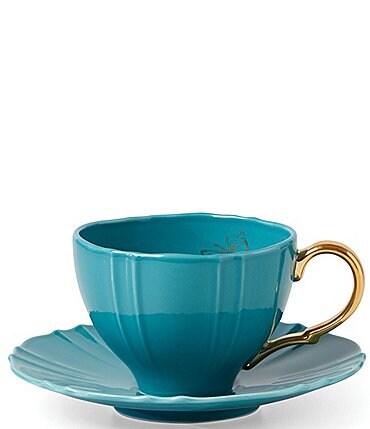 Image of Lenox Sprig & Vine Turquoise Teacup and Saucer