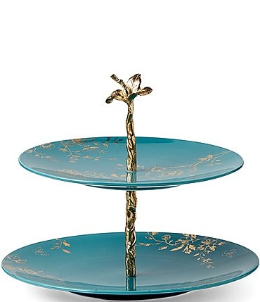 Image of Lenox Sprig & Vine Turquoise Two Tiered Server