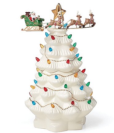 Image of Lenox Treasured Traditions Tree with Flying Santa Figurine